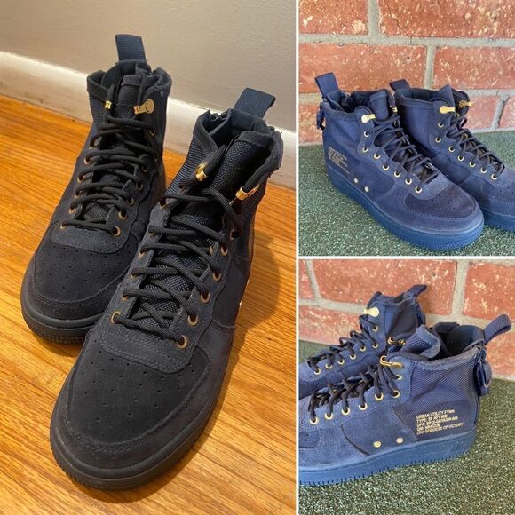 Nike SF Air Force 1 Mid Obsidian Black (GS) - AJ0424-400 Sneaker Size 5Y / 6.5W - Picture 1 of 12